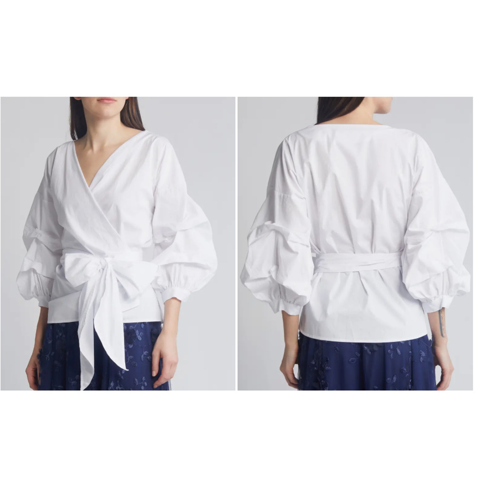 Anthropologie Pleione Women's Tie Waist Wrap Popling Top Size Small 2806